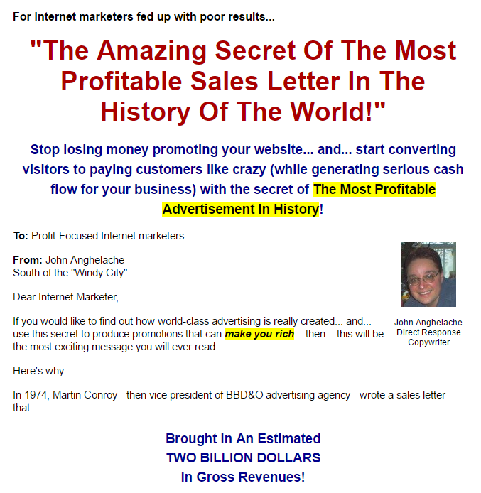 世界上最最赚钱的推销信(Sales Letter)的神奇秘诀(Copywriting Crash Course) 世界上最最赚钱的推销信(Sales Letter)的神奇秘诀(Copywriting Crash Course)