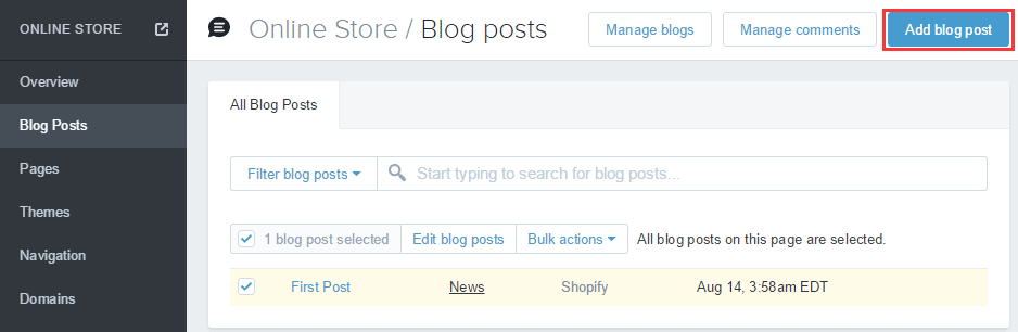 Shopify开店建站营销推广卖家平台后台中文指南 – Shopify内置的Blog设置 Shopify开店建站营销推广卖家平台后台中文指南 – Shopify内置的Blog设置