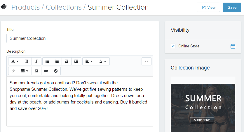 Shopify开店建站营销推广卖家平台后台中文指南 – Collection/产品集