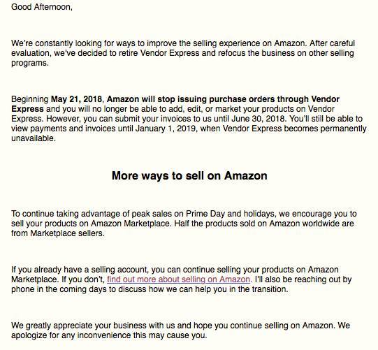 终于可以不被VE跟卖了，亚马逊将关闭Vendor Express账号！