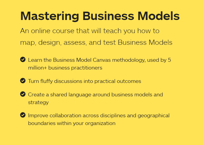 教你如何绘制、设计、评估和测试商业模型的在线培训课程（Mastering Business Models）