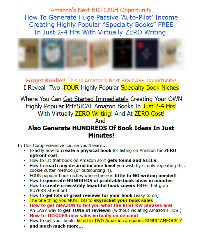 CREATE HIGH PROFIT AMAZON BOOKS IN 1-2 HOURS! WITH VIRTUALLY ZERO WRITING! FOUR HOT NICHES REVEALED!（Create High Profit Amazon Books In 1-2 Hours）