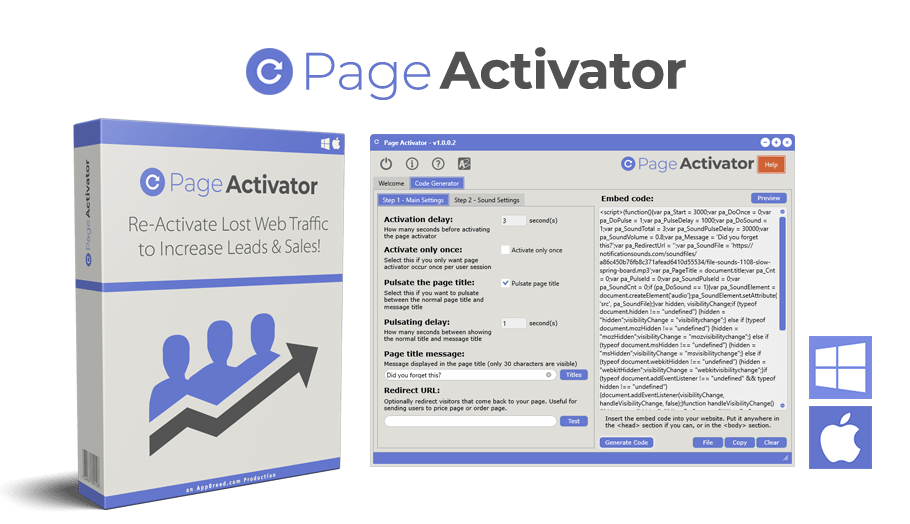 重新激活网站访问者并增加流量转化和销售的强大工具（Page Activator）