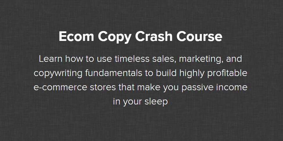 学习如何利用不受时间影响的的销售、市场营销和文案基础来建立高利润的电商网店，让你在睡梦中获得被动收入。（Ecom Copy Crash Course）
